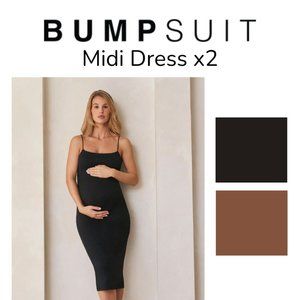 BUMPSUIT Bridgette Midi Dress x2 (Black and Brown) XS